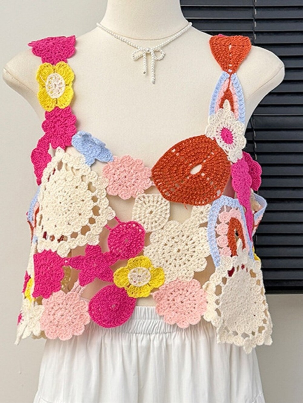 248 | Colorful Floral Crochet Knit Tank Top